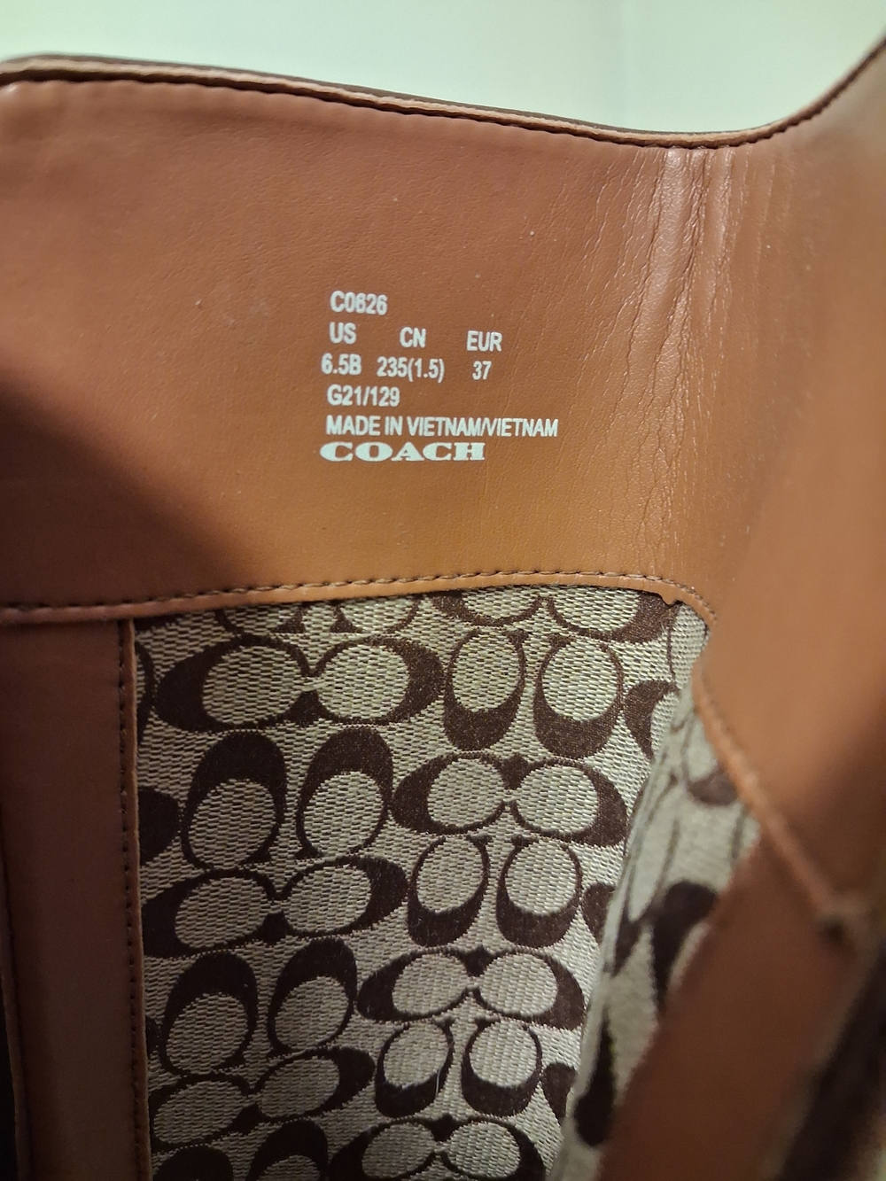 Coach Two-Tone Brown Over-the-Knee Logo Boots - Picture 2 of 5
